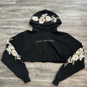 Black Floral Hoodie